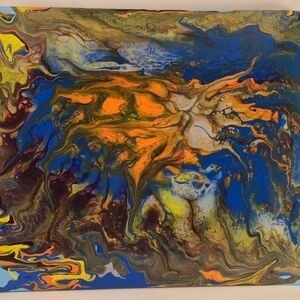 Dynamic Swirl Canvas Art in Blue and Orange